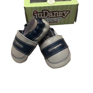 NWT JuDanzy flex-zy soles Loafer Gray & Navy Shoes sz 4 (9-12 months)